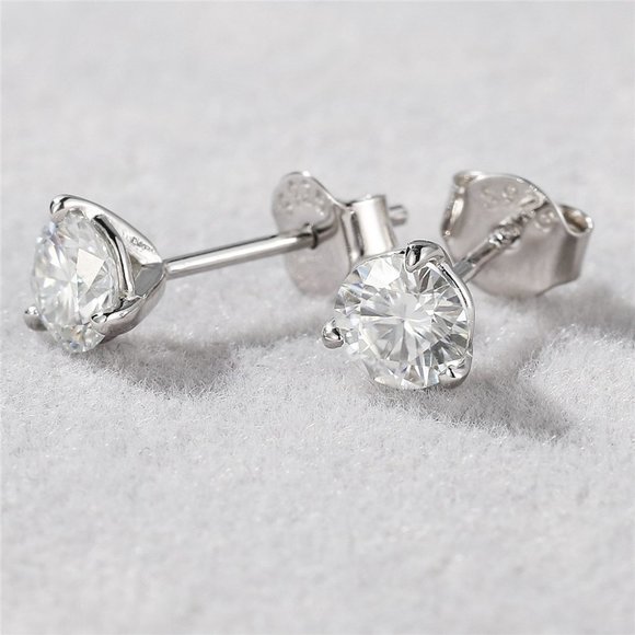 Certified 1ct. t.w. Moissanite Diamond Round Stud Earrings NEW - Picture 7 of 12